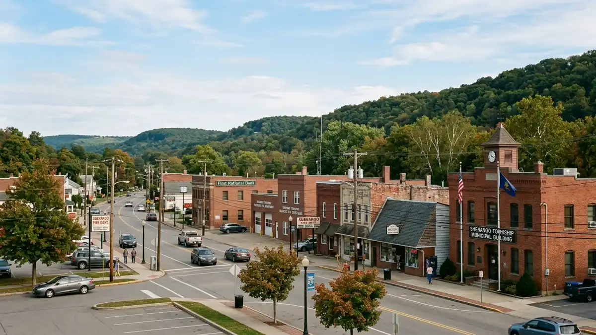Public restroom locations mapped in Shenango Township, Pennsylvania — 5 facilities across zip codes 16159