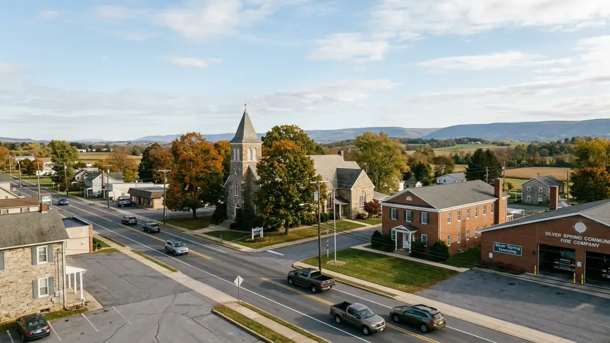 Public restroom locations mapped in Silver Spring Township, Pennsylvania — 5 facilities across zip codes 17050