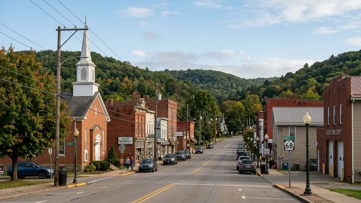 Public restroom locations mapped in Sligo, Pennsylvania — 4 facilities across zip codes 16255