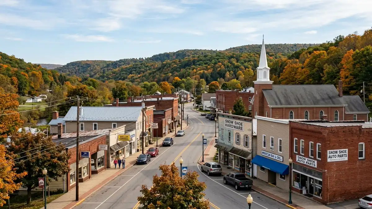 Public restroom locations mapped in Snow Shoe, Pennsylvania — 8 facilities across zip codes 16874