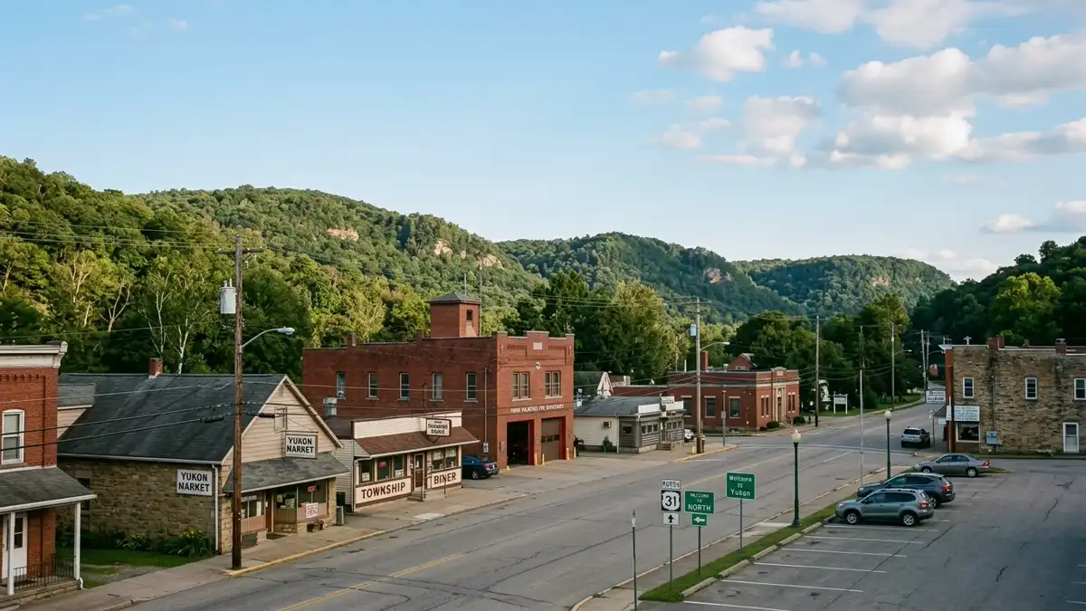 Public restroom locations mapped in South Huntingdon Township, Pennsylvania — 10 facilities across zip codes 15695