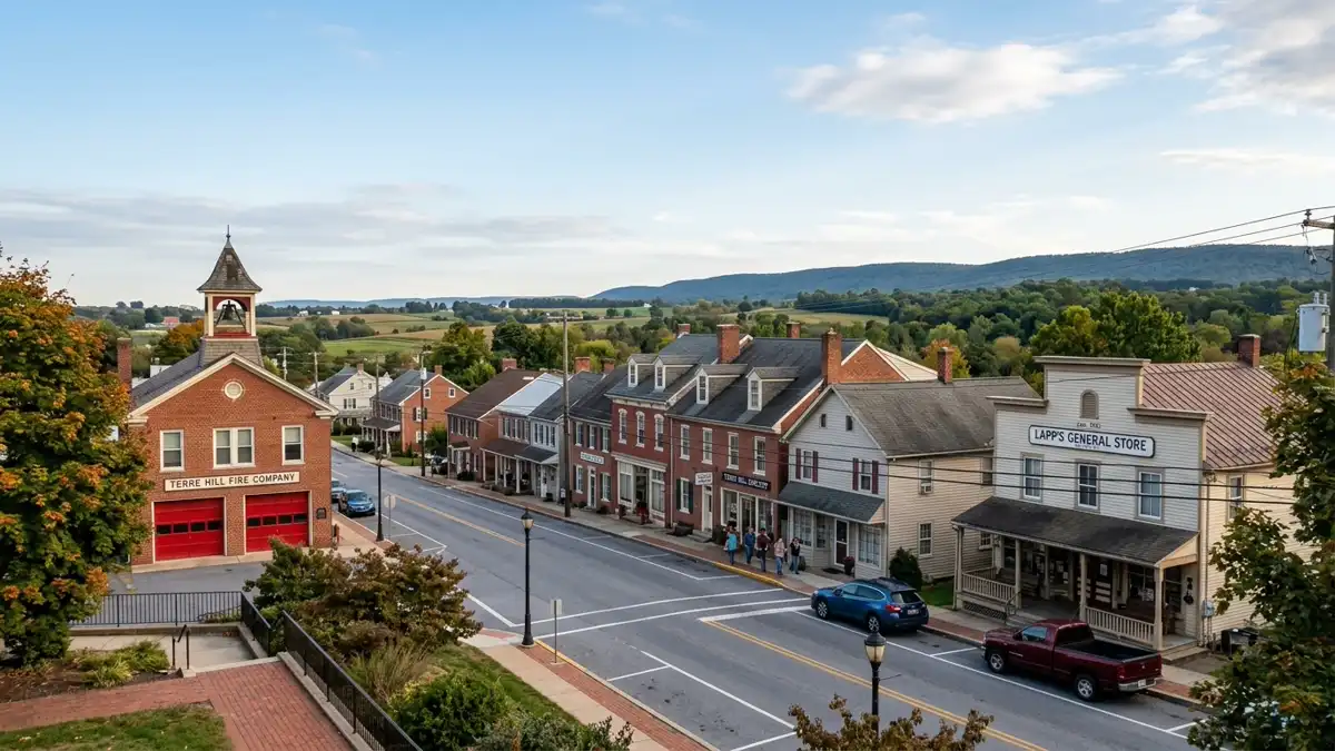 Public restroom locations mapped in Terre Hill, Pennsylvania — 4 facilities across zip codes 17581