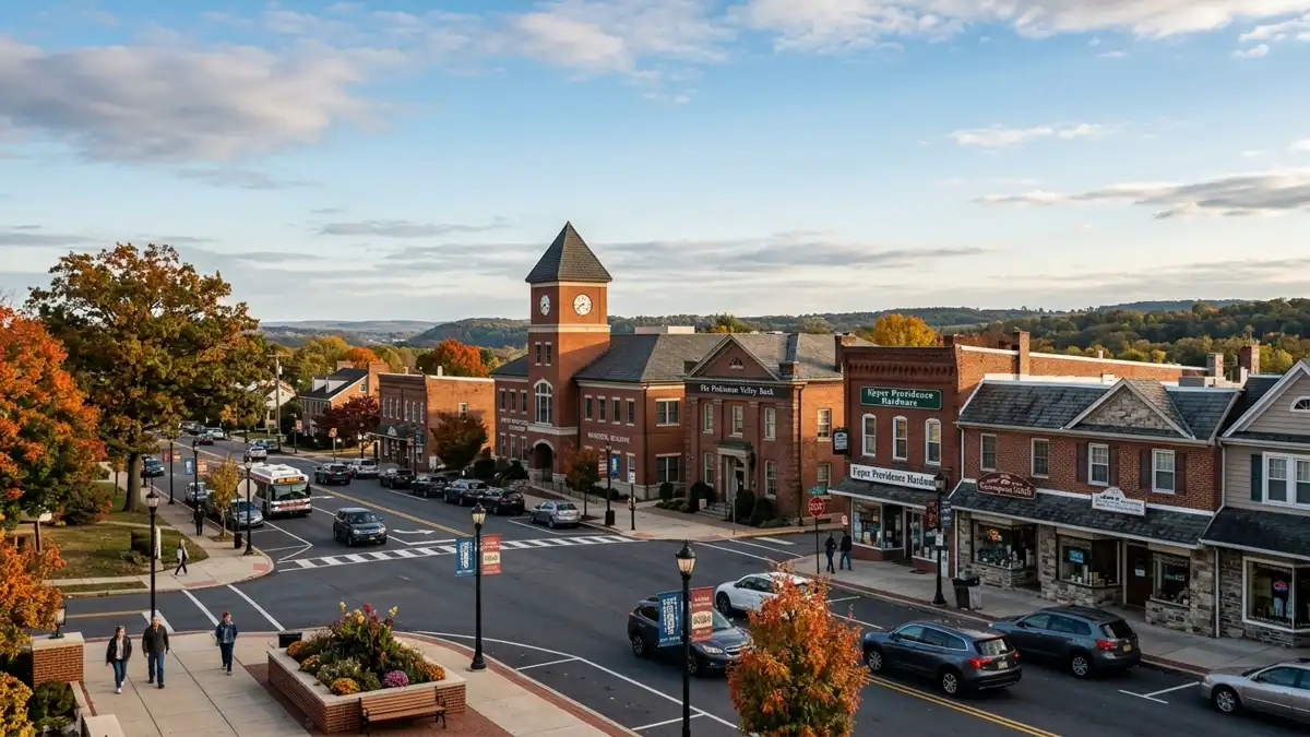 Public restroom locations mapped in Upper Providence Township, Pennsylvania — 9 facilities across zip codes 19063, 19426, 19456