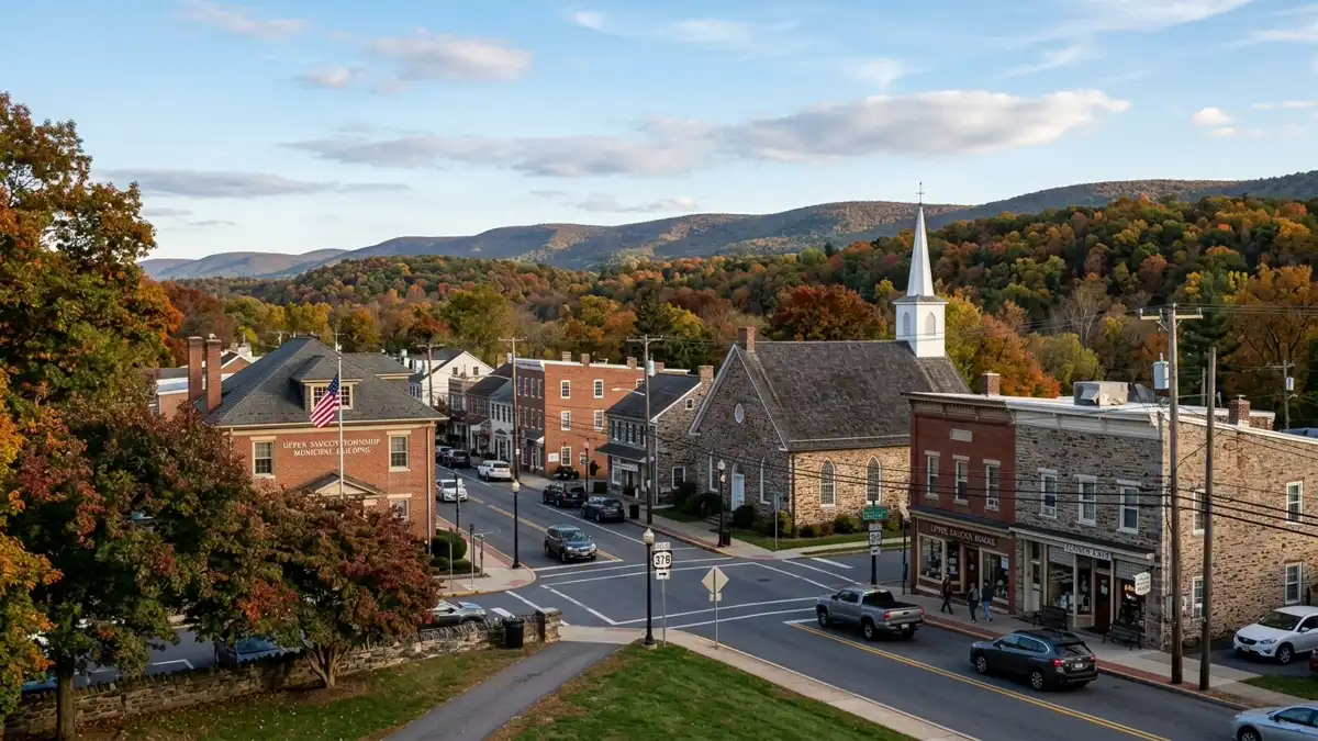 Public restroom locations mapped in Upper Saucon, Pennsylvania — 11 facilities across zip codes 18034, 18036