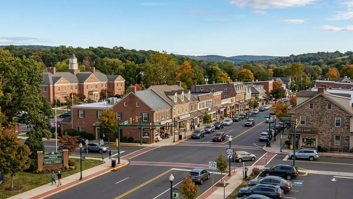 Public restroom locations mapped in Upper Southampton Township, Pennsylvania — 1 facilities across zip codes 19407