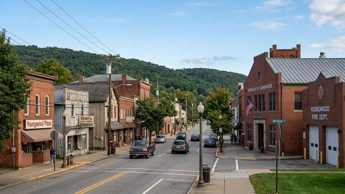 Public restroom locations mapped in Youngwood, Pennsylvania — 4 facilities across zip codes 15697