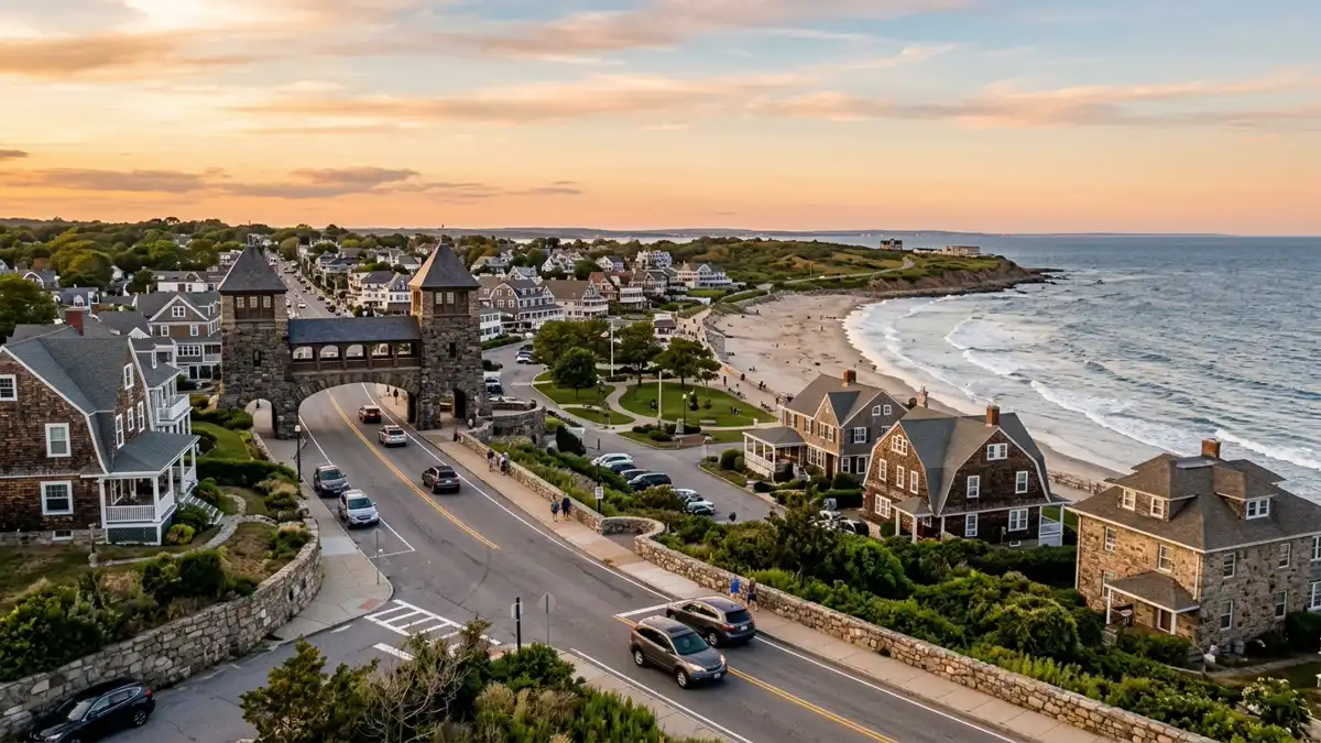 Public restroom locations mapped in Narragansett, Rhode Island — 41 facilities across zip codes 02874, 02882