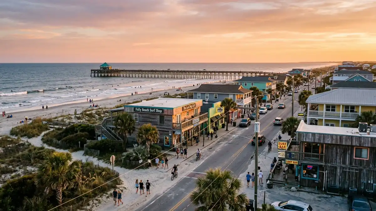 Public restroom locations mapped in Folly Beach, South Carolina — 1 facility across zip codes 29439