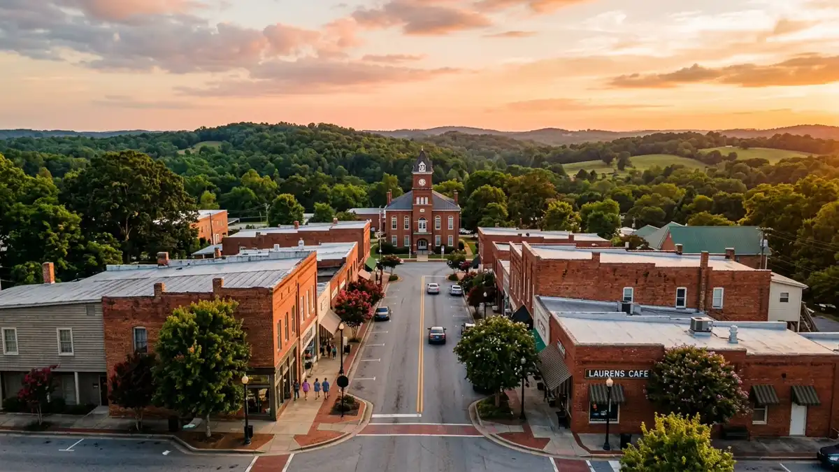 Public restroom locations mapped in Laurens County, South Carolina — 2 facilities across zip codes 29235