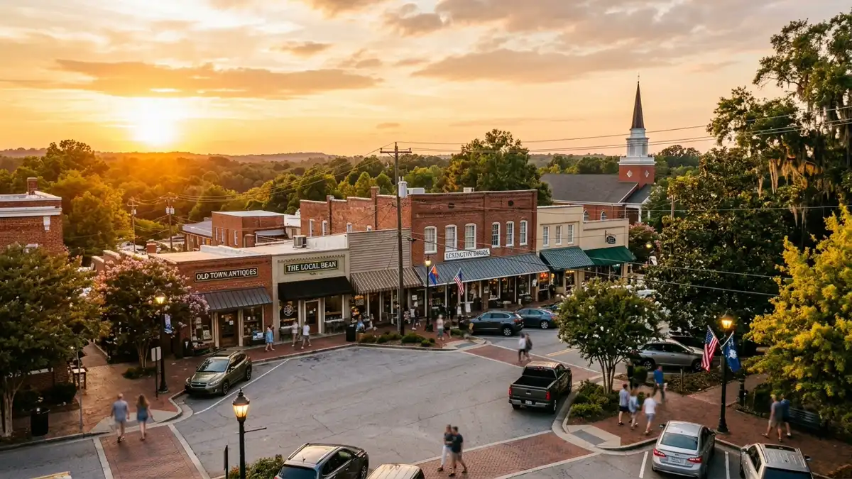 Public restroom locations mapped in Lexington County, South Carolina — 19 facilities across zip codes 29036, 29054, 29073