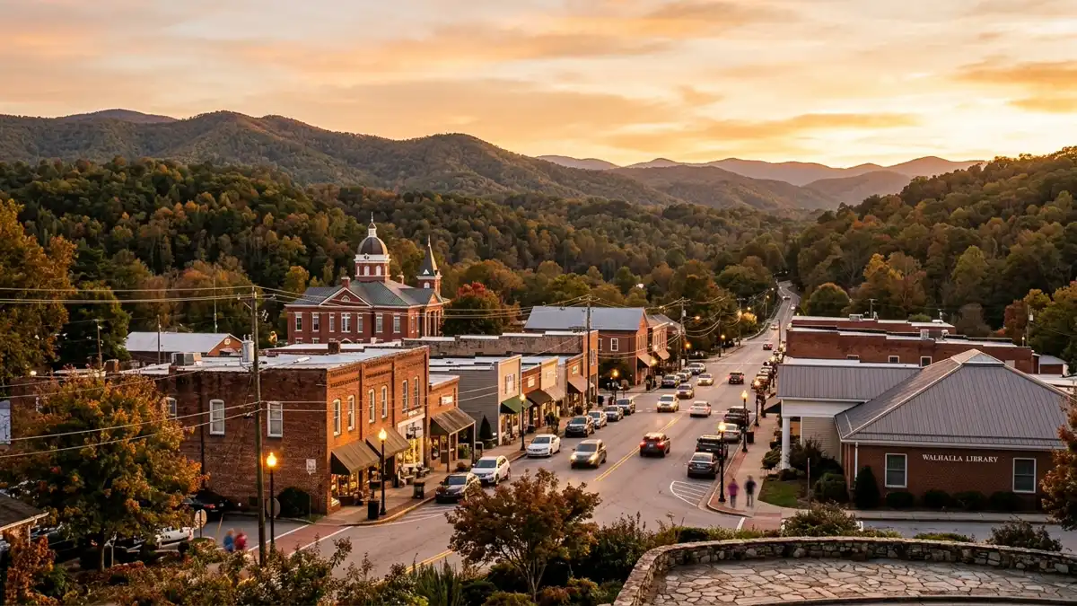 Public restroom locations mapped in Oconee County, South Carolina — 50 facilities across zip codes 29643, 29658, 29676