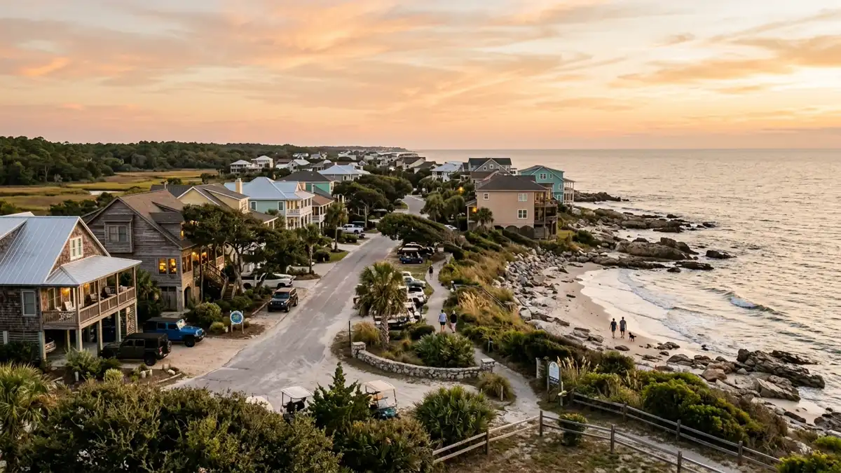 Public restroom locations mapped in Pebble Beach, South Carolina — 5 facilities across zip codes 29577
