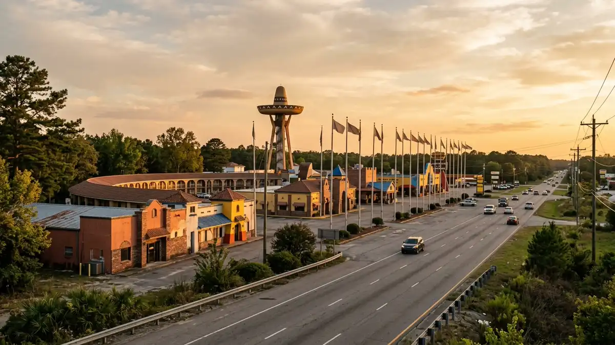 Public restroom locations mapped in South Of The Border, South Carolina — 4 facilities across zip codes 29547