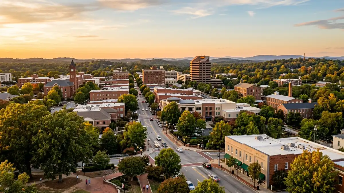 Public restroom locations mapped in Spartanburg, South Carolina — 41 facilities across zip codes 29302, 29303, 29305