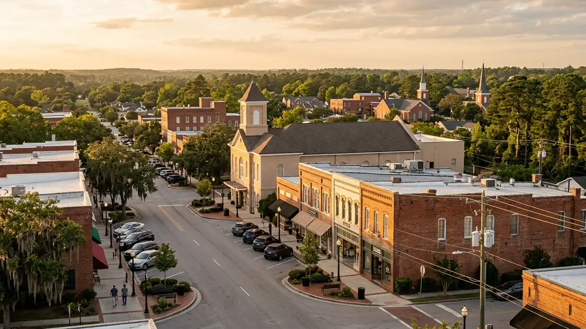 Public restroom locations mapped in Sumter, South Carolina — 12 facilities across zip codes 29150