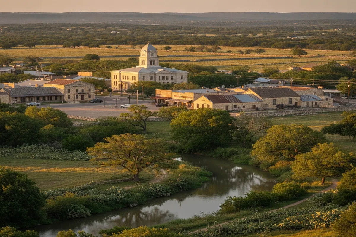 Public restroom locations mapped in Blanco, Texas — 13 facilities across zip codes 78606