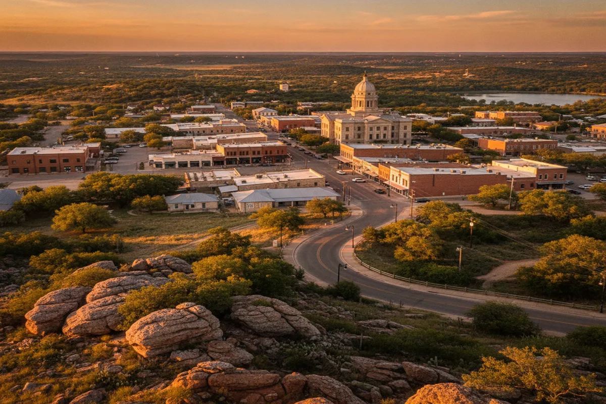 Public restroom locations mapped in Burnet, Texas — 5 facilities across zip codes 78611