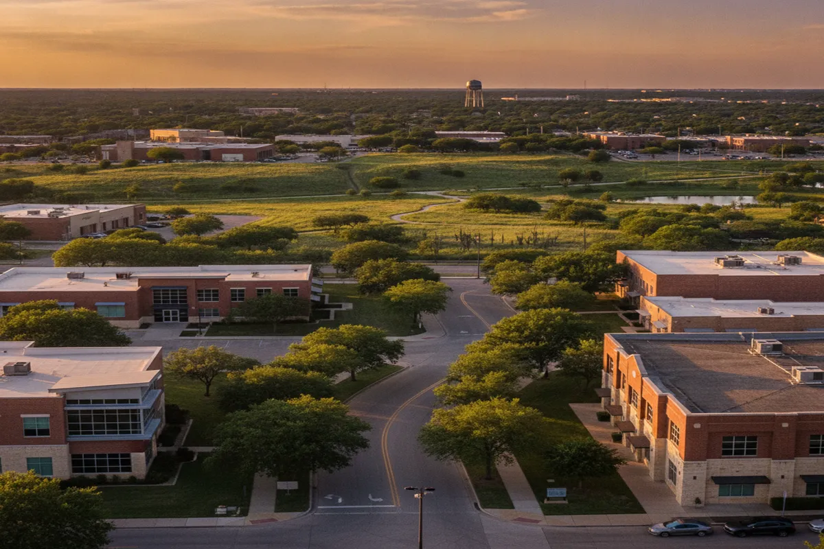 Public restroom locations mapped in Coppell, Texas — 13 facilities across zip codes 75019