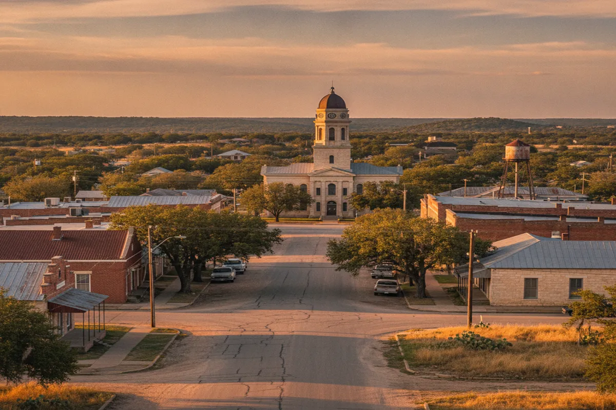 Public restroom locations mapped in De Leon, Texas — 5 facilities across zip codes 76444
