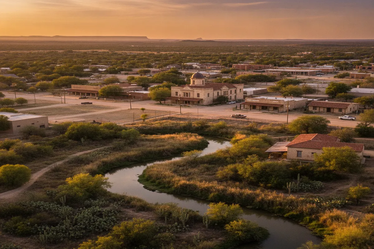 Public restroom locations mapped in Del Rio, Texas — 12 facilities across zip codes 78840