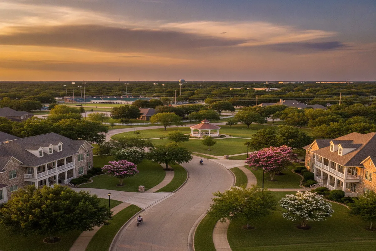 Public restroom locations mapped in Friendswood, Texas — 8 facilities across zip codes 77546