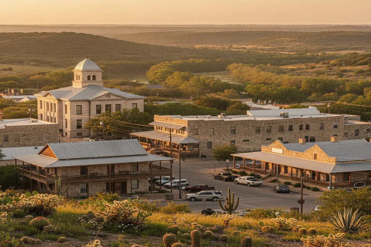 Public restroom locations mapped in Kerr County, Texas — 22 facilities across zip codes 78025