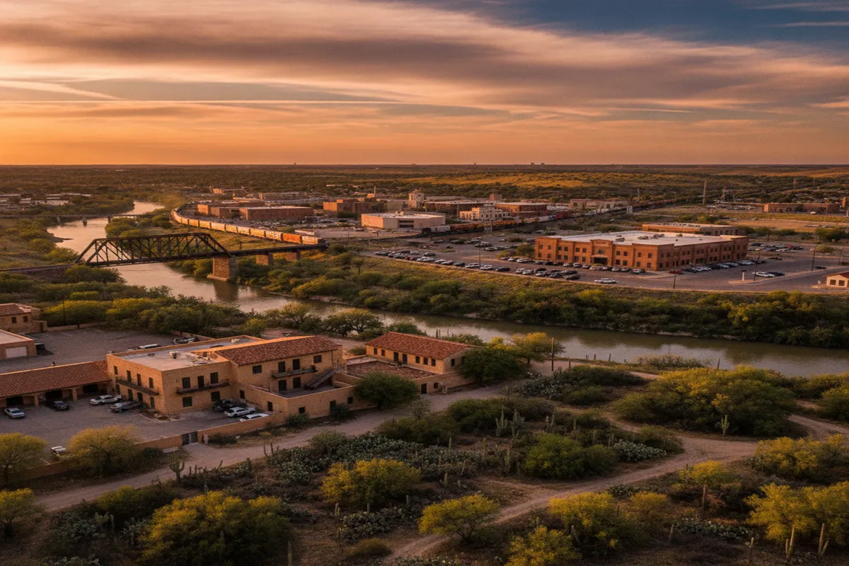 Public restroom locations mapped in Laredo, Texas — 63 facilities across zip codes 78040, 78041, 78042