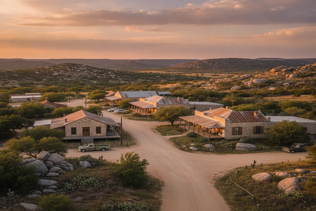 Public restroom locations mapped in Llano County, Texas — 12 facilities across the city