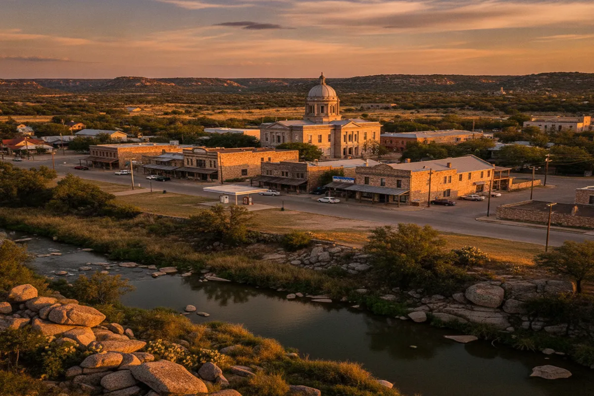 Public restroom locations mapped in Llano, Texas — 8 facilities across zip codes 78643