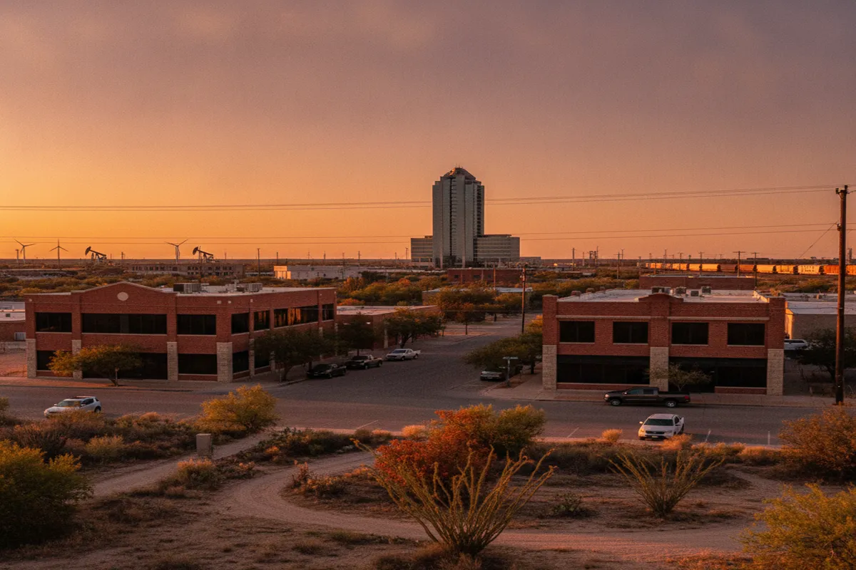 Public restroom locations mapped in Midland, Texas — 18 facilities across zip codes 79701, 79705