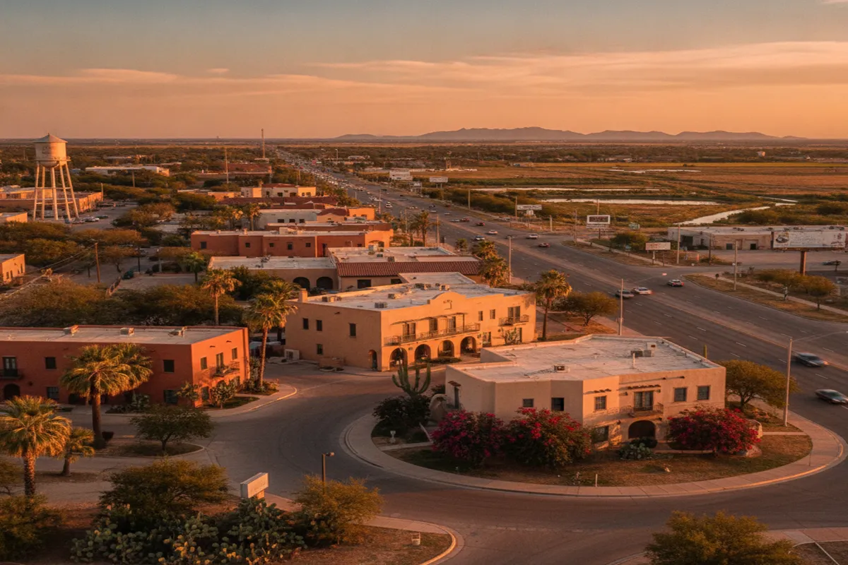Public restroom locations mapped in Pharr, Texas — 12 facilities across the city