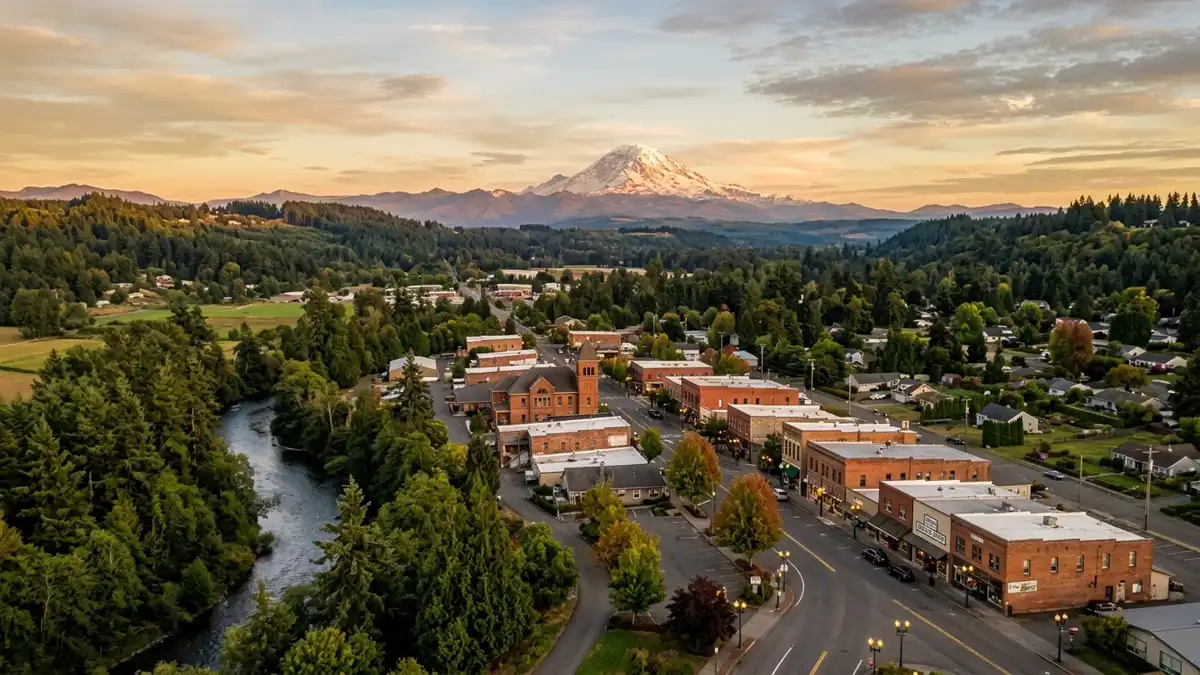 Public restroom locations mapped in Buckley, Washington — 11 facilities across the city