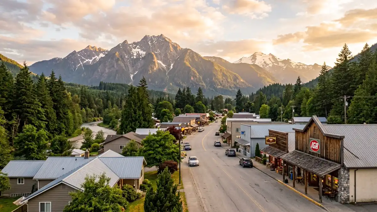 Public restroom locations mapped in Darrington, Washington — 25 facilities across the city