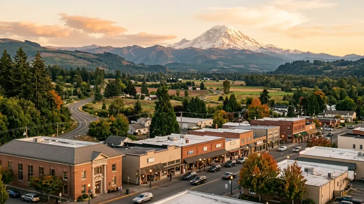 Public restroom locations mapped in Enumclaw, Washington — 18 facilities across zip codes 98022