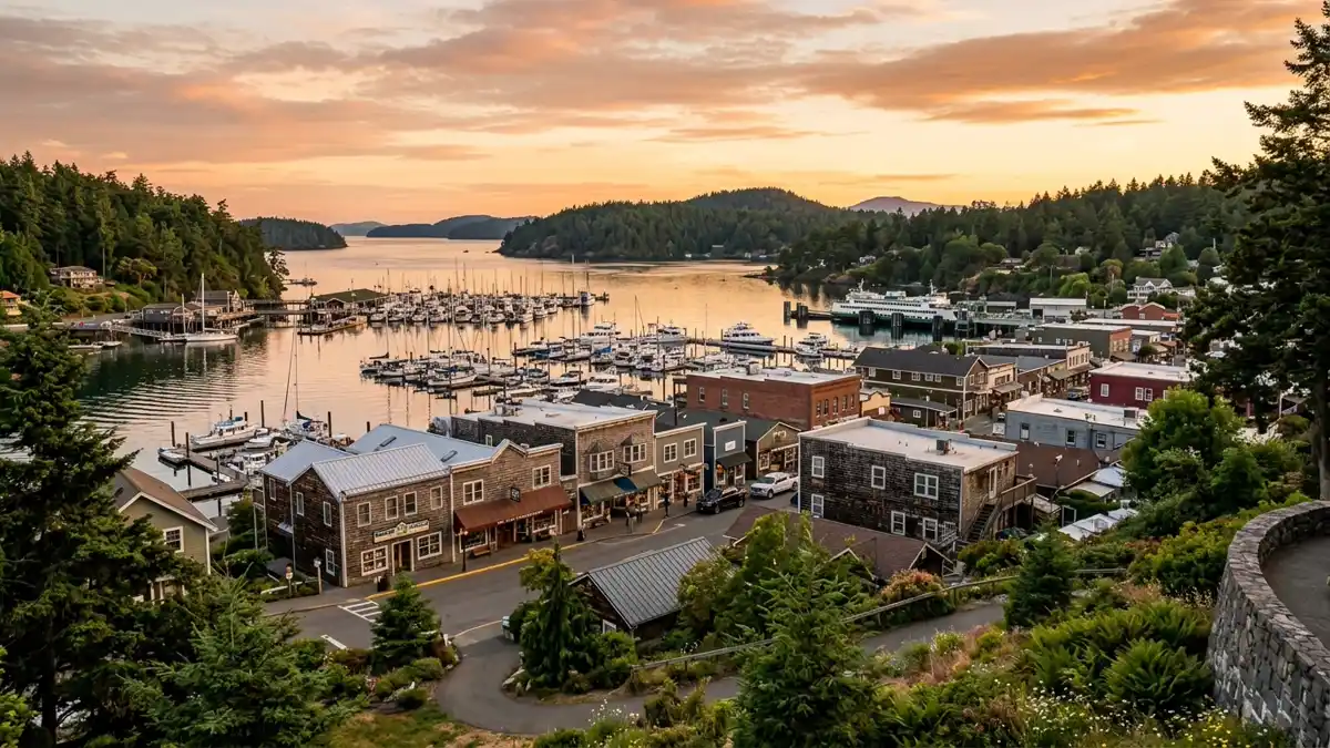 Public restroom locations mapped in Friday Harbor, Washington — 6 facilities across zip codes 98250