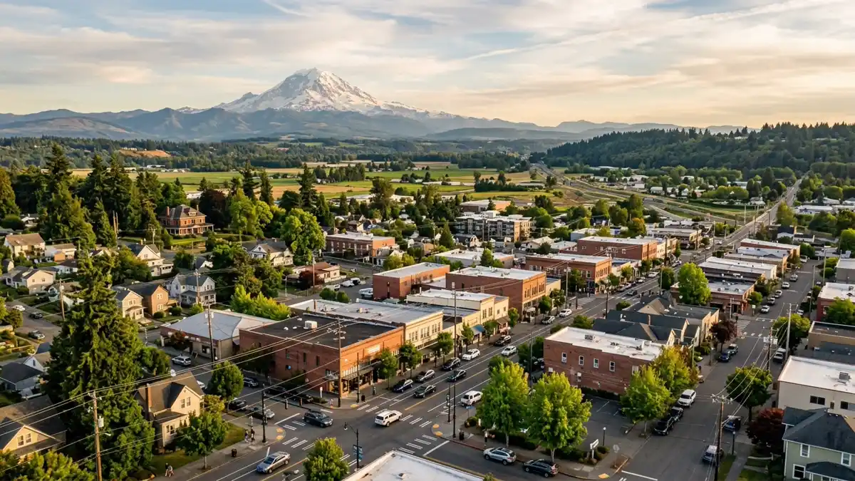 Public restroom locations mapped in Puyallup, Washington — 94 facilities across zip codes 93374, 98371, 98372