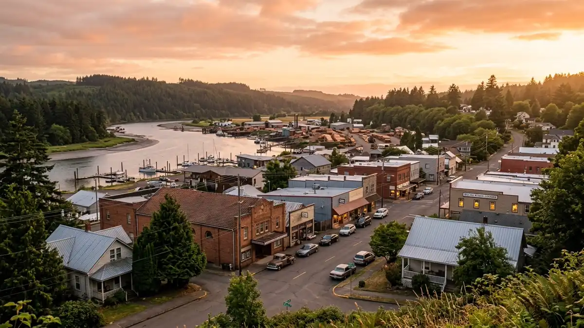 Public restroom locations mapped in Raymond, Washington — 15 facilities across the city