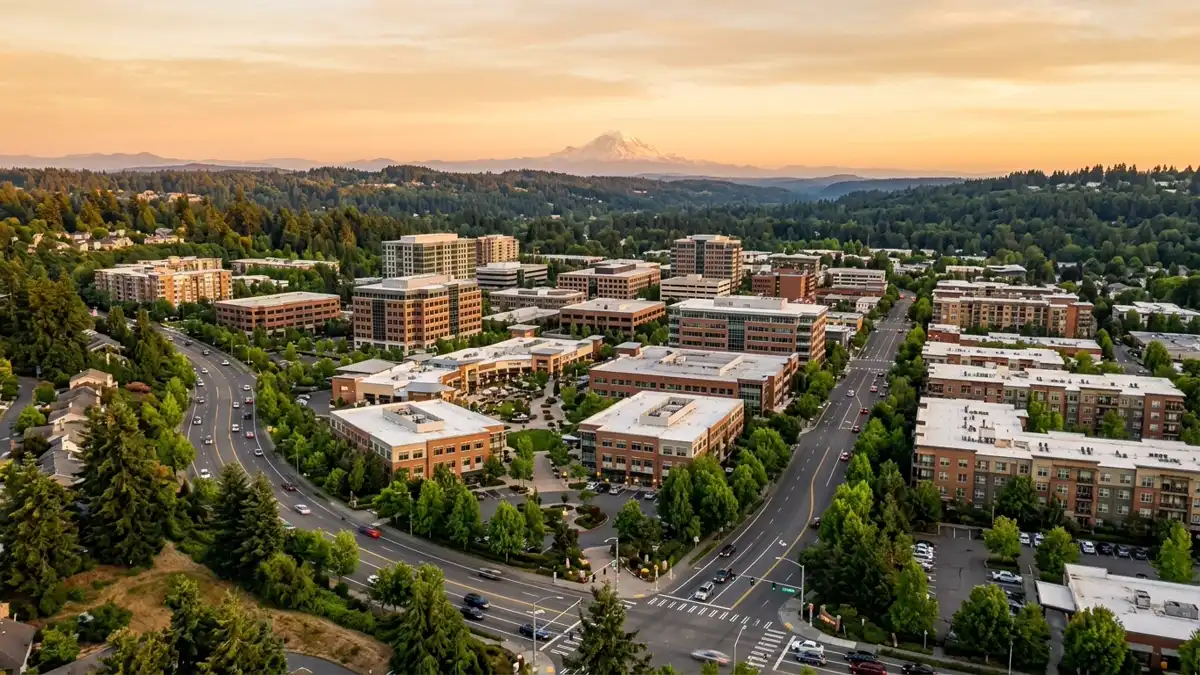 Public restroom locations mapped in Redmond, Washington — 98 facilities across zip codes 98007, 98008, 98052