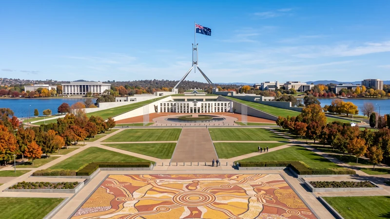 Parliament House and Lake Burley Griffin, Australian Capital Territory
