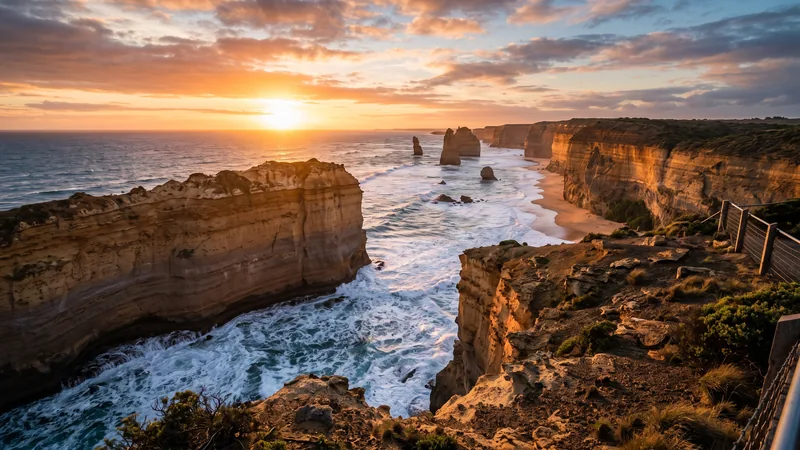 Twelve Apostles limestone stacks along the Great Ocean Road, Victoria