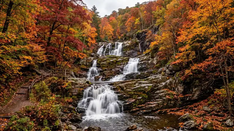 Kent Falls cascading through autumn foliage, Connecticut