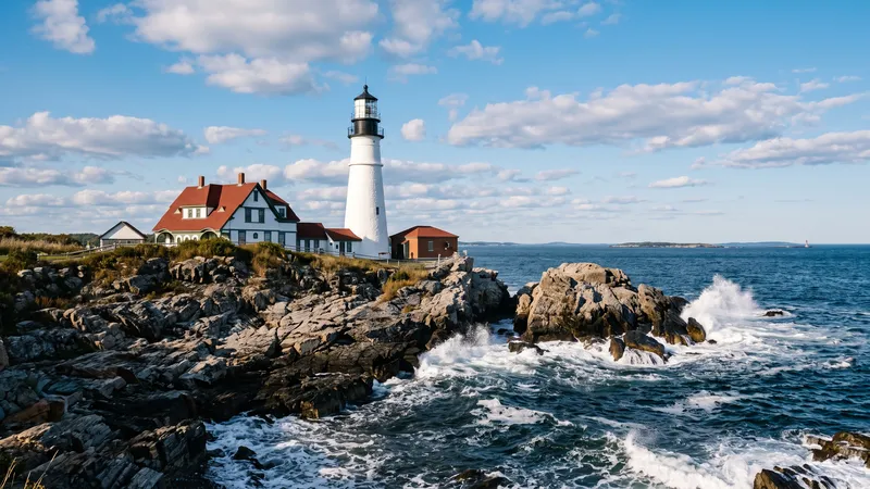 Portland Head Lighthouse on granite cliffs, Maine