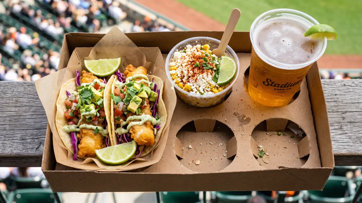 Angel Stadium concession food including the La Caguama Chicken Sandwich