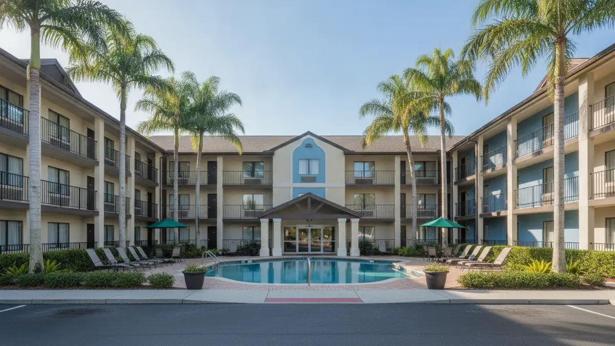 Red Roof Plus International Drive budget hotel with outdoor pool near Aquatica Orlando and SeaWorld