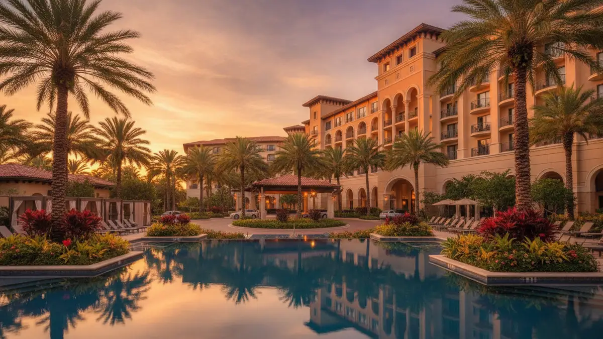 DoubleTree by Hilton at SeaWorld luxury hotel with pool and tropical gardens walking distance from Aquatica Orlando