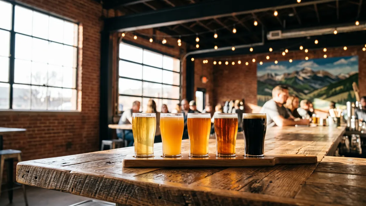 Denver food scene near Ball Arena with downtown skyline