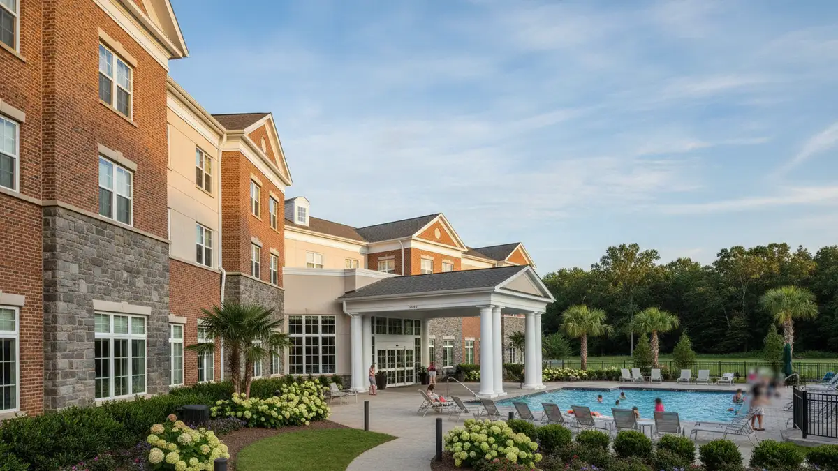 Fairfield Inn Williamsburg exterior with modern rooms and family amenities near Busch Gardens Virginia