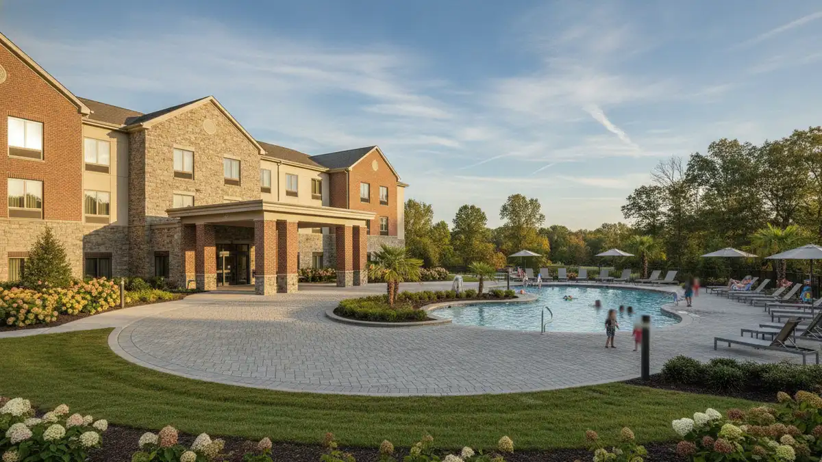 Country Inn and Suites Williamsburg exterior with family-friendly amenities near Busch Gardens Virginia