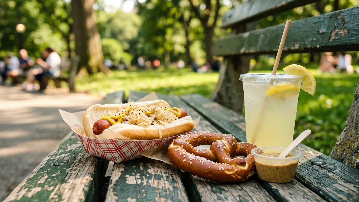 Italian ices and soft-serve ice cream from a snack cart on a sunny summer day at the Bronx Zoo