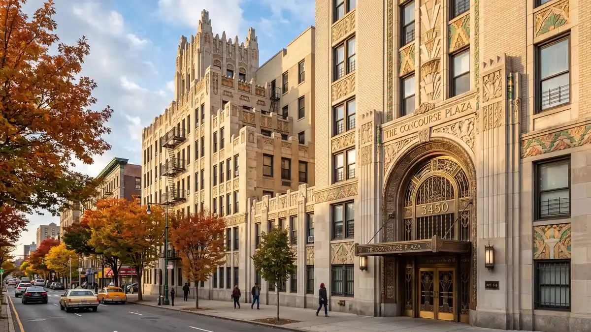Hotel exterior with urban skyline and greenery near the Bronx Zoo in the Bronx New York City